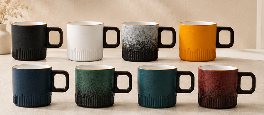 Moderne Keramisk Kaffekop med Firkantet Hank