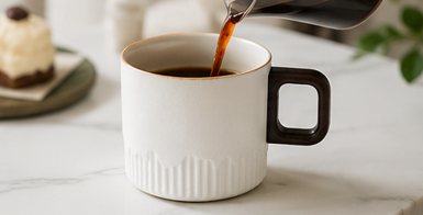 Moderne Keramisk Kaffekop med Firkantet Hank