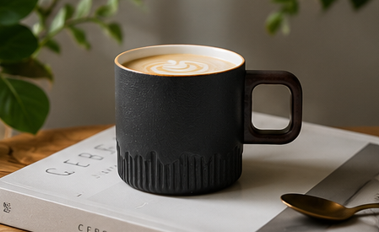 Moderne Keramisk Kaffekop med Firkantet Hank