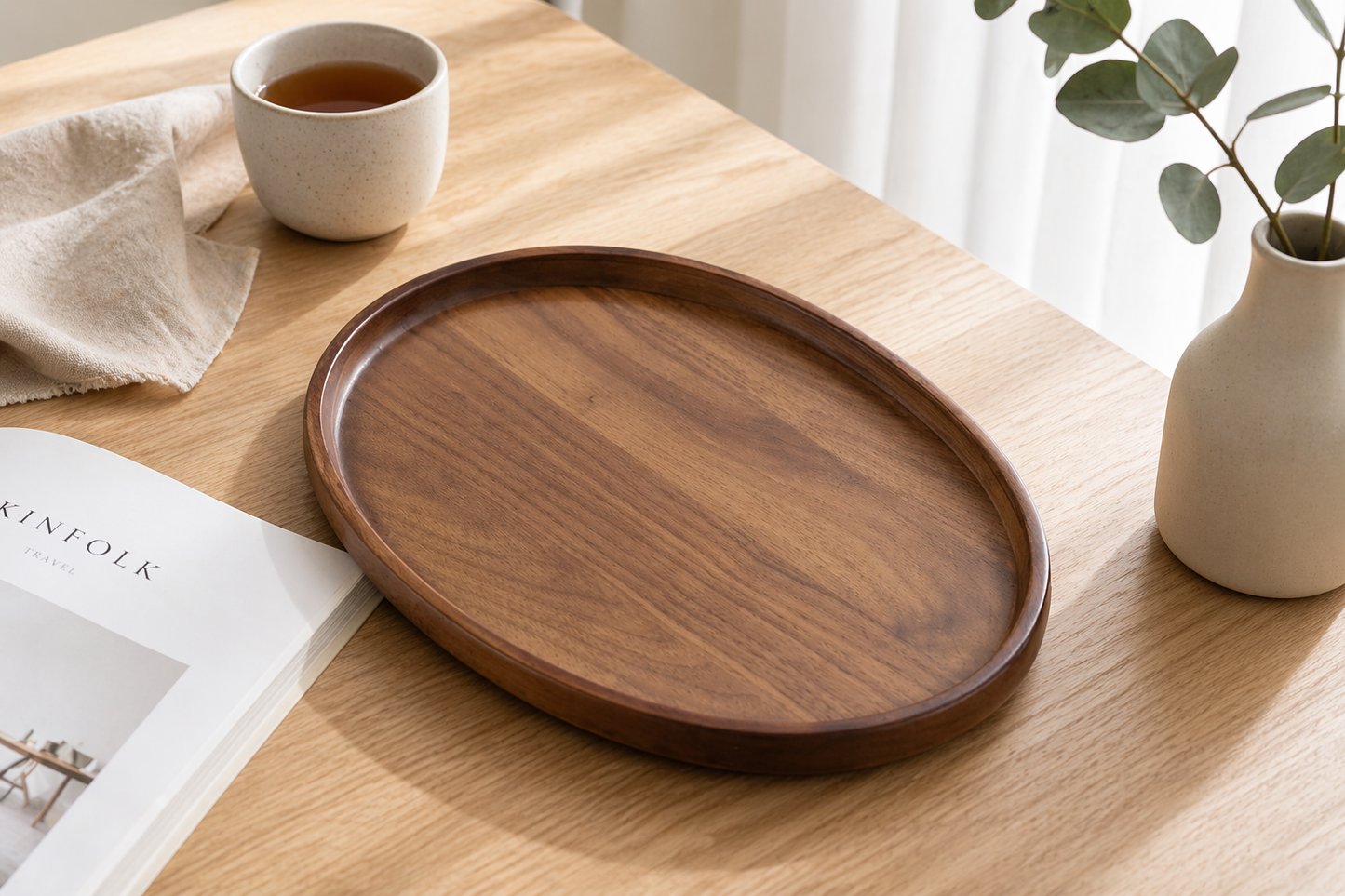 Oval Træ Bakke