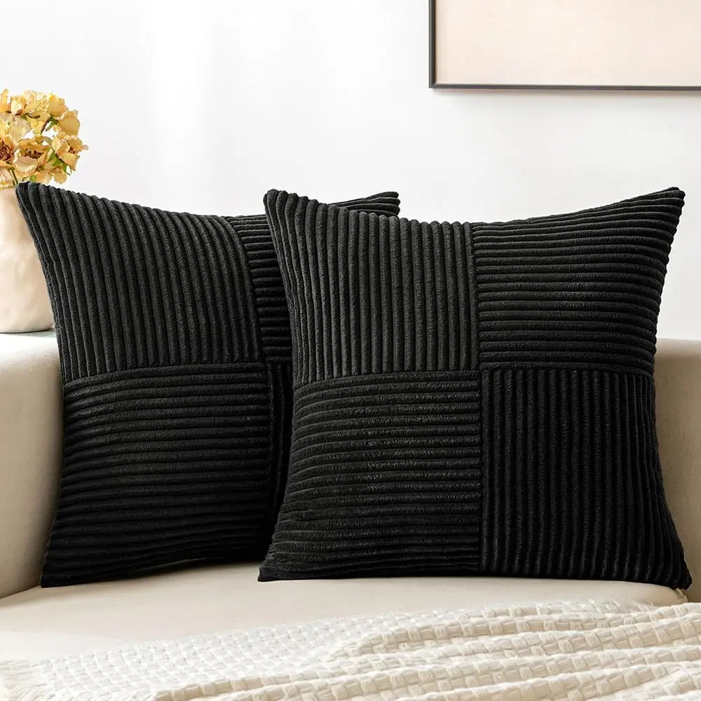Corduroy Patchwork Pudebetræk– Minimalistisk Boho Stil
