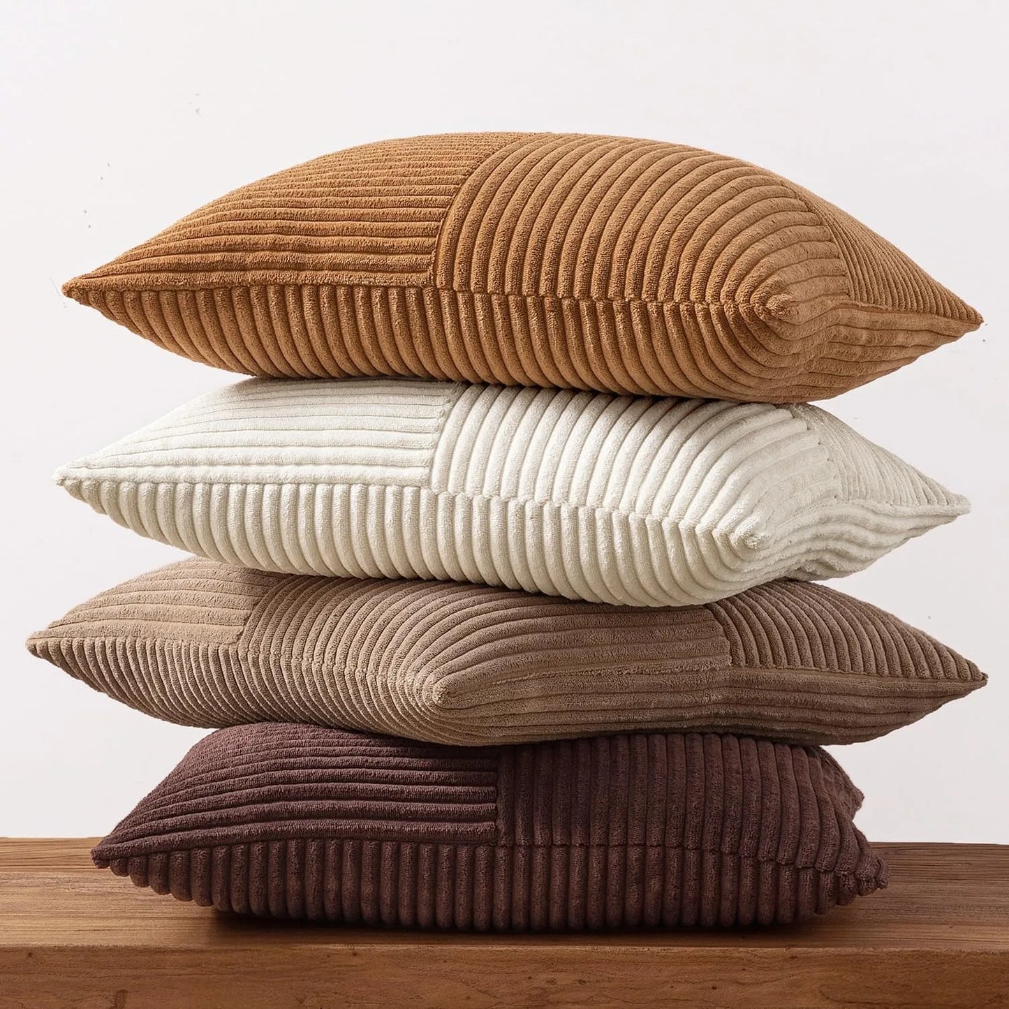 Corduroy Patchwork Pudebetræk– Minimalistisk Boho Stil