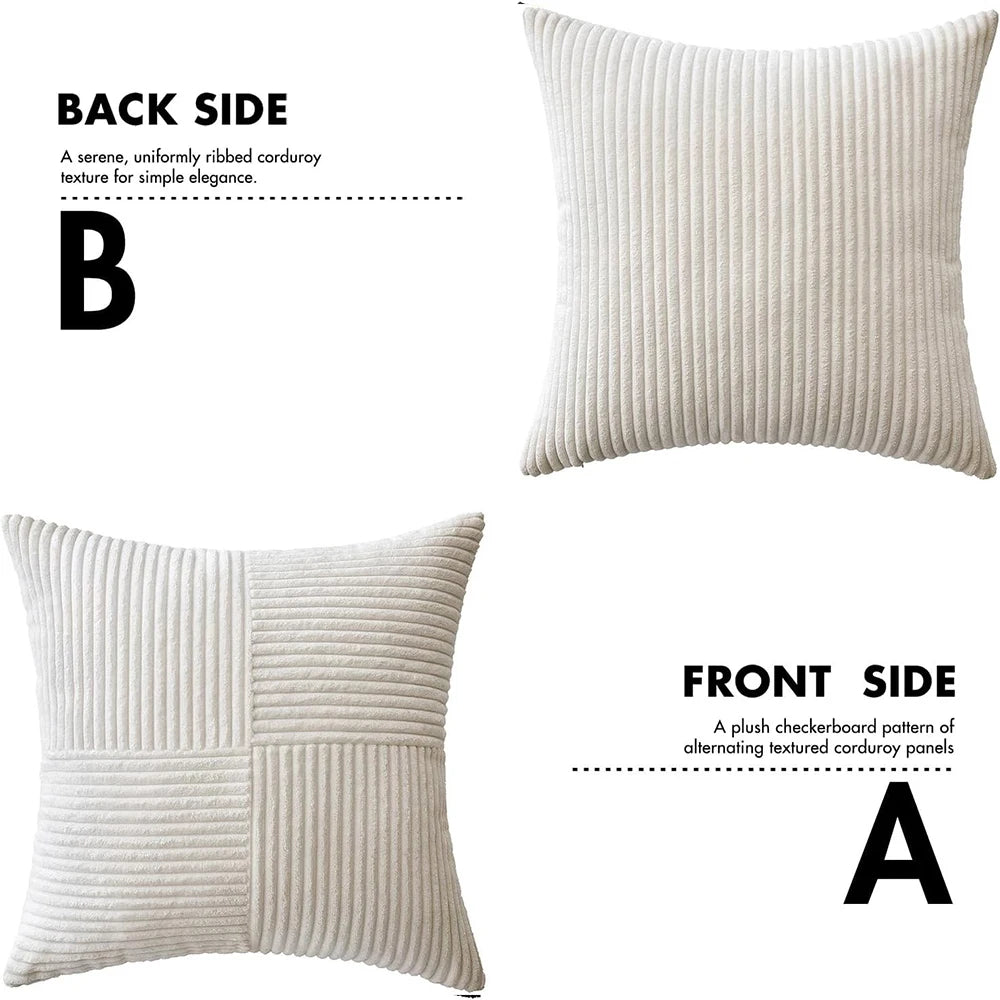 Corduroy Patchwork Pudebetræk– Minimalistisk Boho Stil