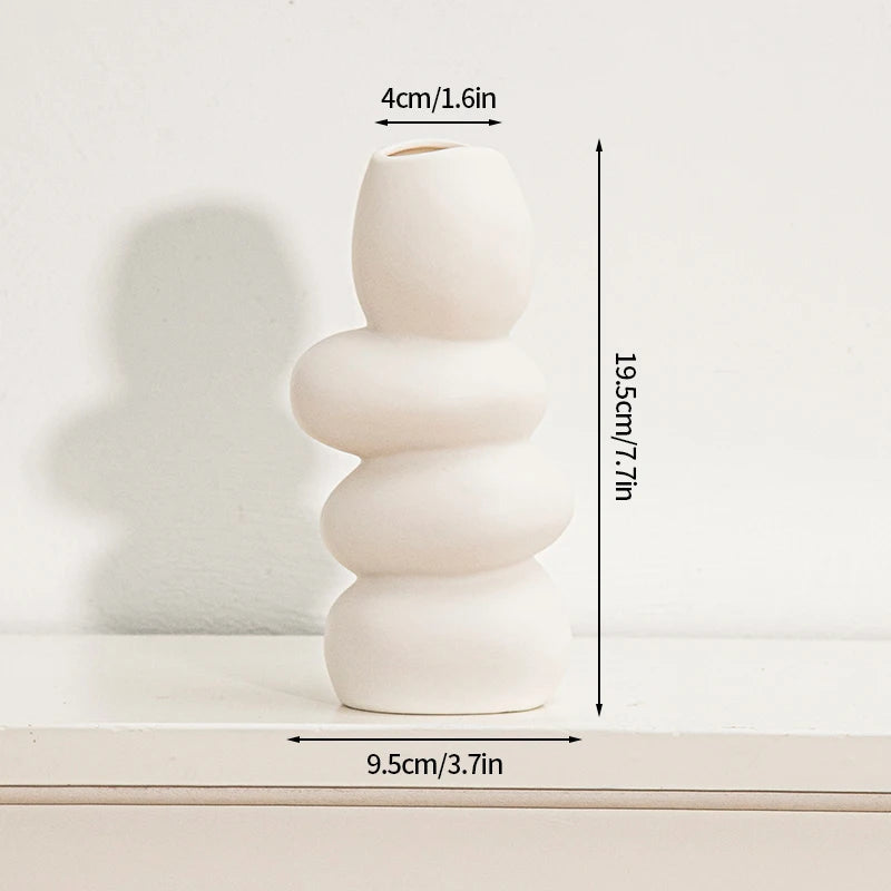 Moderne Keramisk Vase i Hvidt Minimalistisk Design