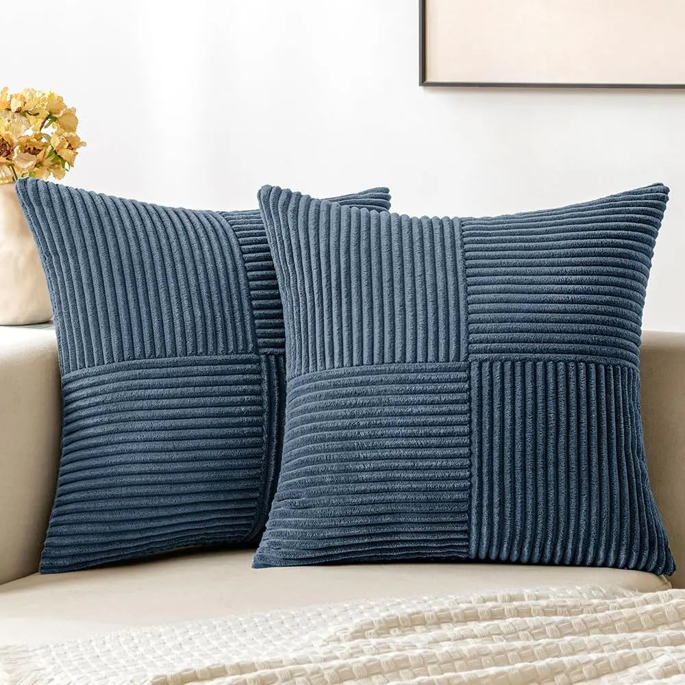 Corduroy Patchwork Pudebetræk– Minimalistisk Boho Stil