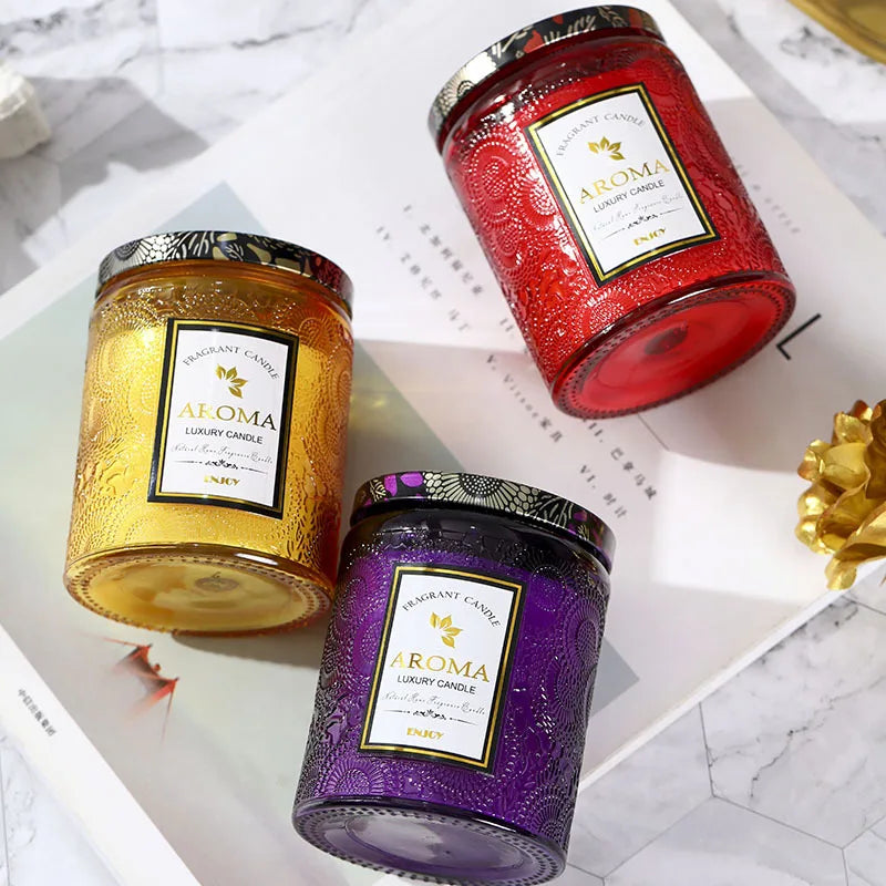 Premium Duftlys i Glas – Op til 40 Timers Afslapning og Velvære