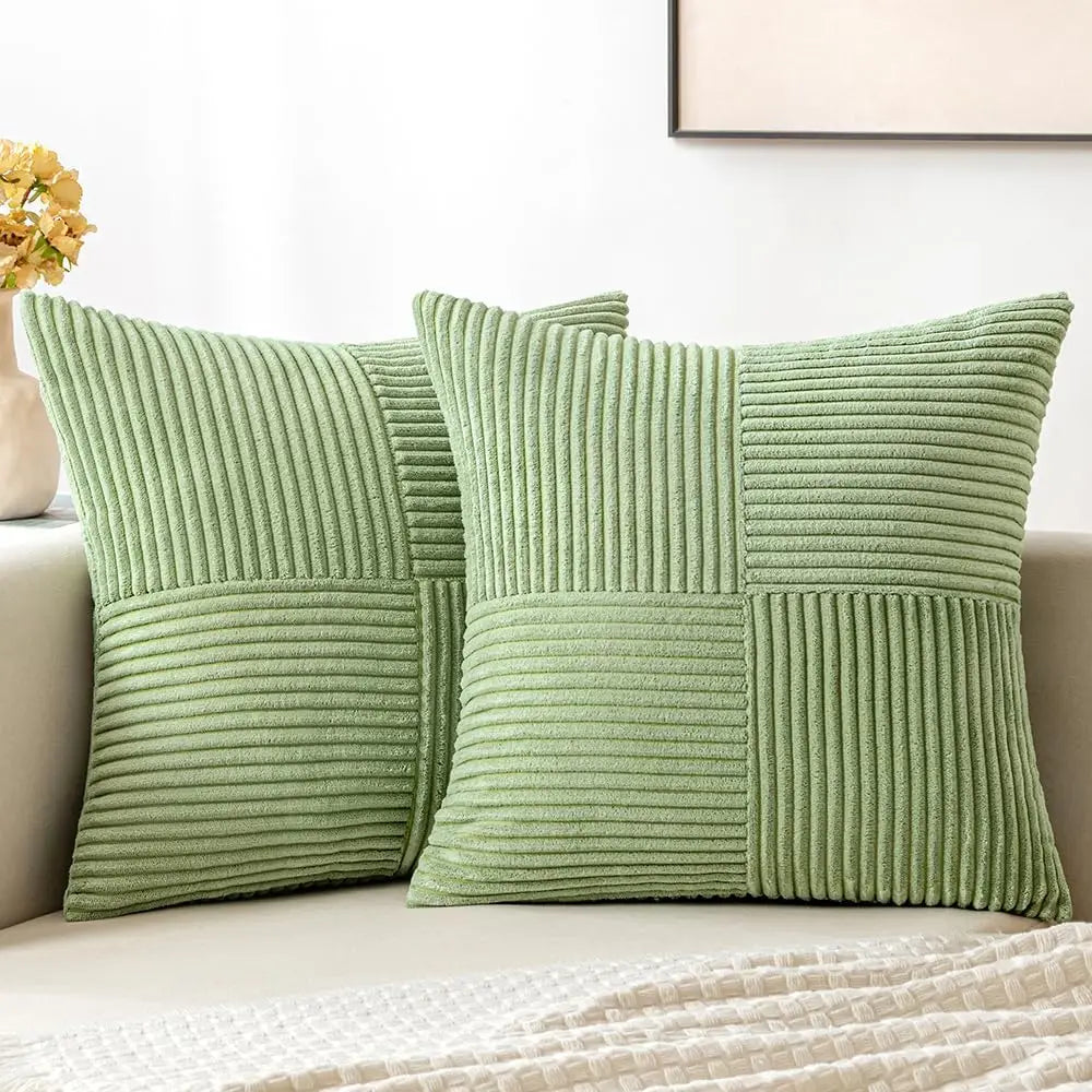 Corduroy Patchwork Pudebetræk– Minimalistisk Boho Stil