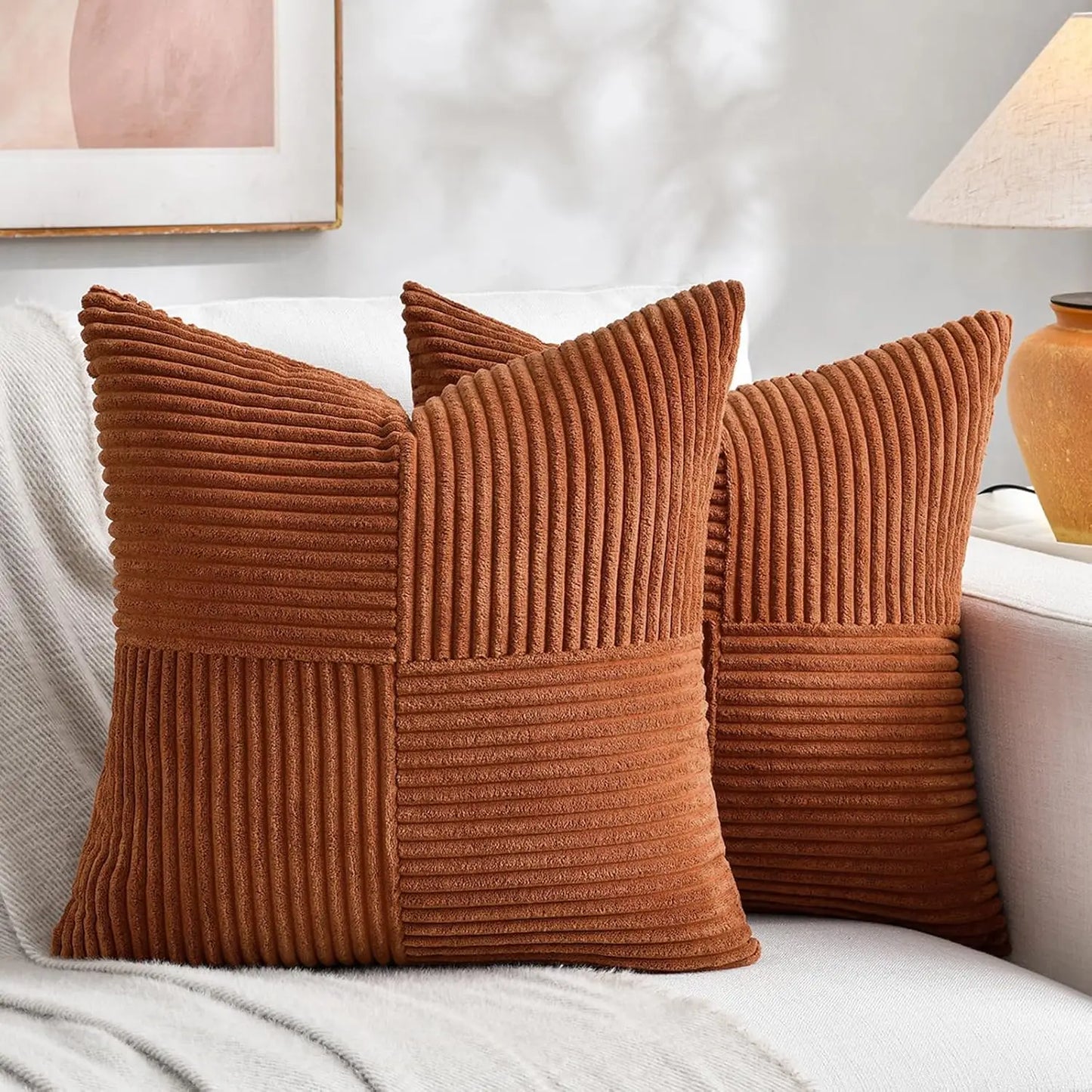 Corduroy Patchwork Pudebetræk– Minimalistisk Boho Stil